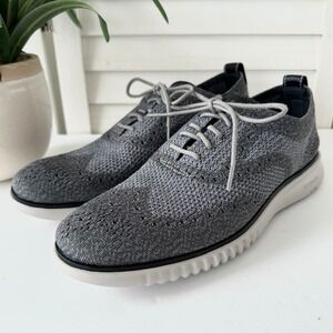 Cole Haan ZeroGrand Gray‎ Stitchlite Wingtip Knit Oxford Dress Shoes Men Size 8M